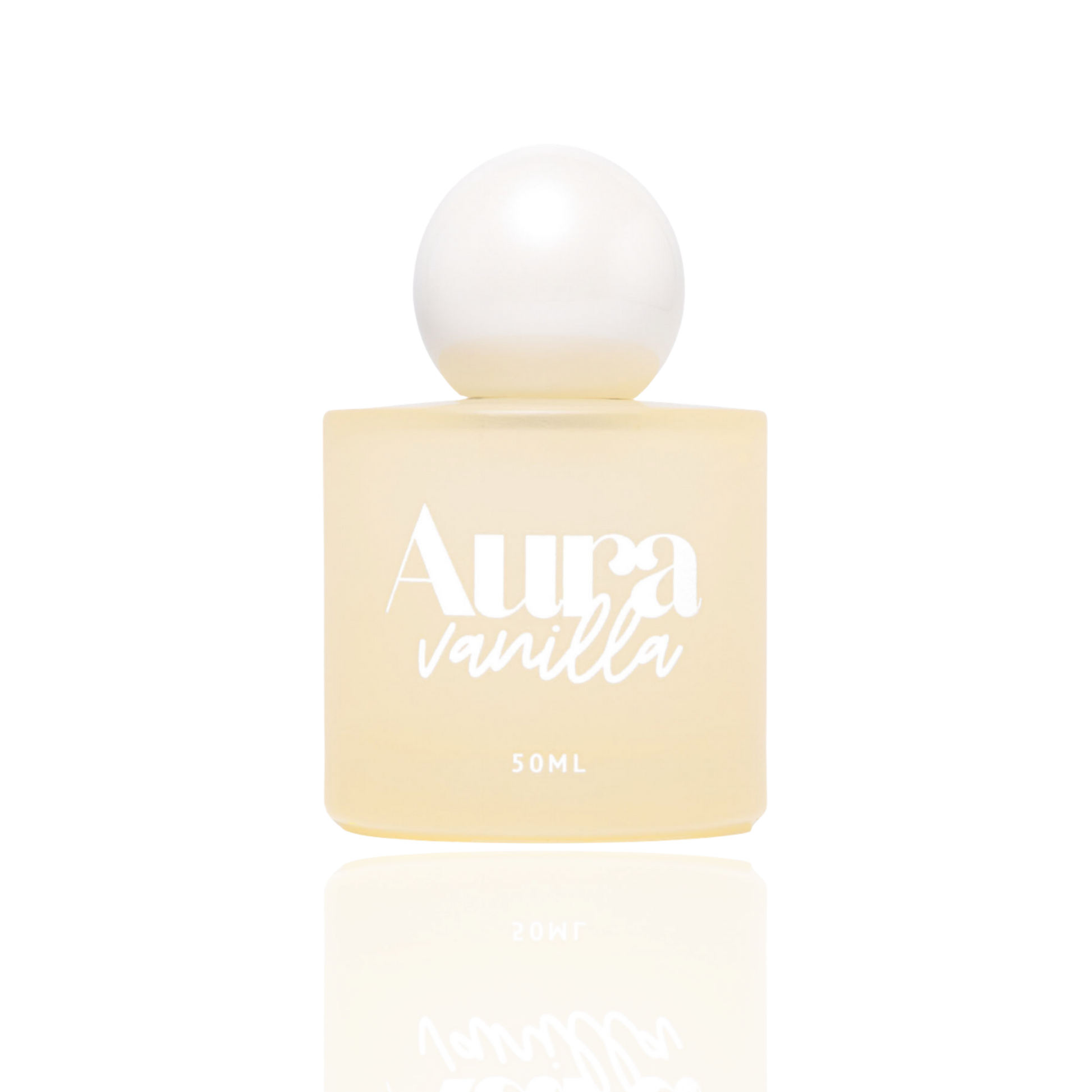 Flacon jaune pâle du parfum pour cheveux Aura Vanilla 50 ml naqä