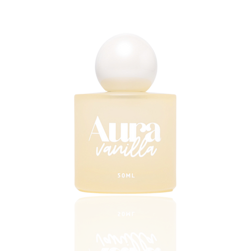 Flacon jaune pâle du parfum pour cheveux Aura Vanilla 50 ml naqä