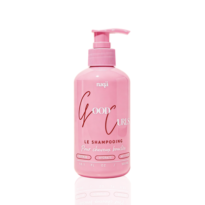 Flacon à pompe rose du shampooing hydratant Good Curls naqä